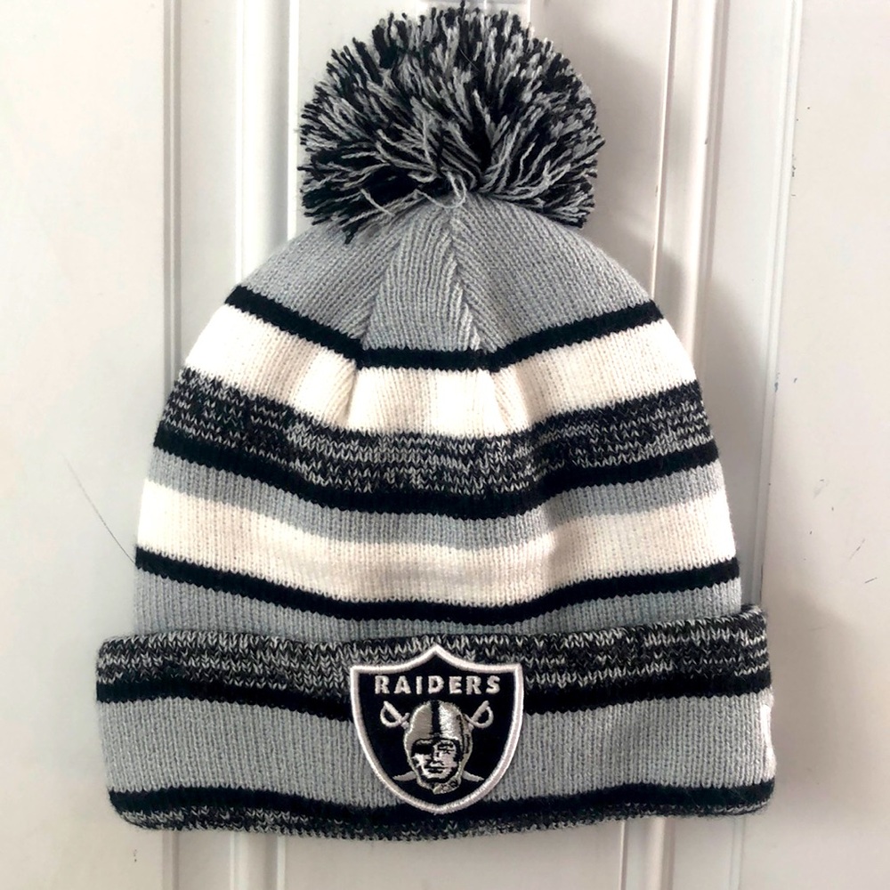 Las Vegas Raiders Beanie official NFL Bennie fleece lined. One size fits most